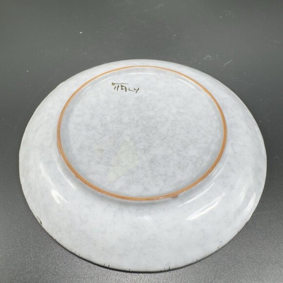 Vintage Italian Pottery 5inch Round Dish Plate With Pine Tree Acorn Italy VTG - Picture 7 of 11